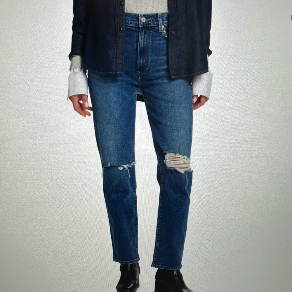 NWT LE JEAN Isla Mid Rise Straight Leg Jean